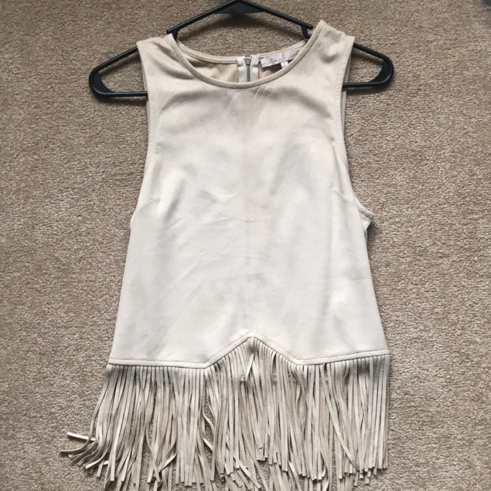 Suede fringe tank top